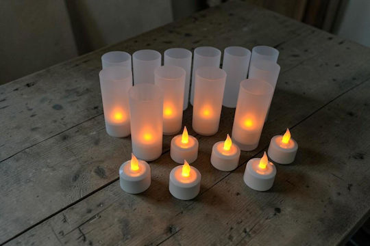 Dekoratives Tischlampen Basis Für Ladestation & LED Warmes Weiß Wachs-Politur 12Stück 28,5x9,5cm