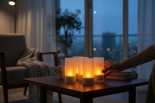 Dekoratives Tischlampen Basis Für Ladestation & LED Warmes Weiß Wachs-Politur 12Stück 28,5x9,5cm