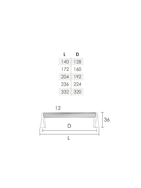 Conset Furniture Handle from Metallic & Zamak Gun Metal with Hole Centers 140mm