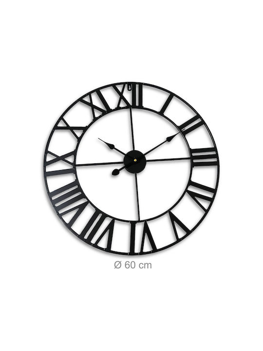 Relaxdays Ρολόι Τοίχου Μαύρο Ø60cm