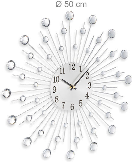 Relaxdays Wall Clock Silver Ø50cm
