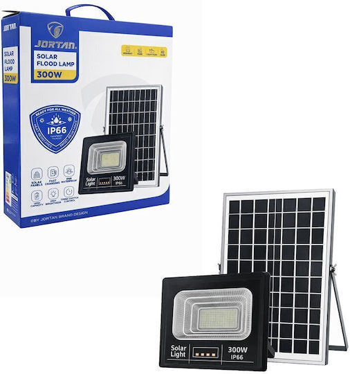 Jortan Ηλιακό Φωτιστικό 300W Ψυχρό Λευκό 6500K με Φωτοκύτταρο και Τηλεχειριστήριο IP66