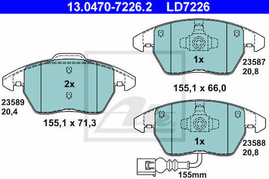 Plăcuțe de frână Audi A1 8x1 8xk 8xf Ate 13047072262