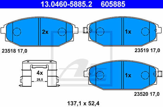 Brake Pads Hyundai Galloper Ii Jk-01 Ate 13046058852