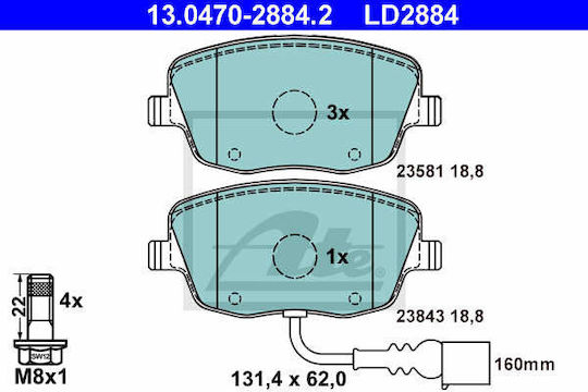 Seat Cordoba 6l2 Ate 13047028842 Brake Pads