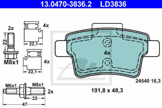 Bremsbeläge Citroen C4 Grand Picasso I UA ATE 13047038362