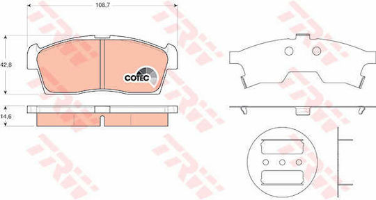 Trw Front Brake Pad Set Suzuki Alto Vi Celerio Height 42.8mm Width 108.7mm Thickness 14.6mm