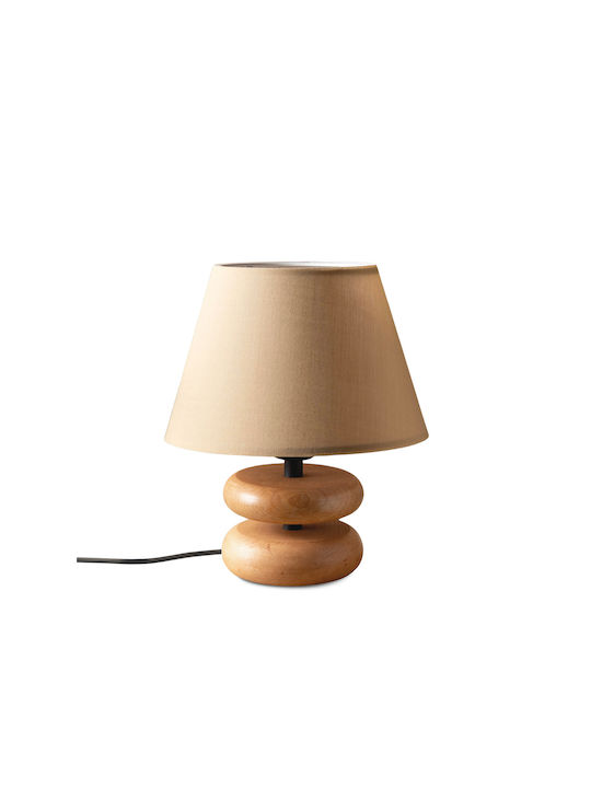 SteweHome Wooden Table Lamp for E27 Socket with Brown Shade