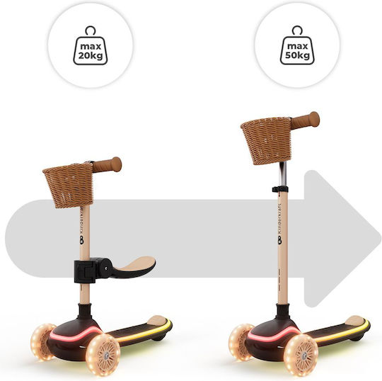 Kinderkraft Kids Scooter Foldable 3-Wheel with Seat Beige