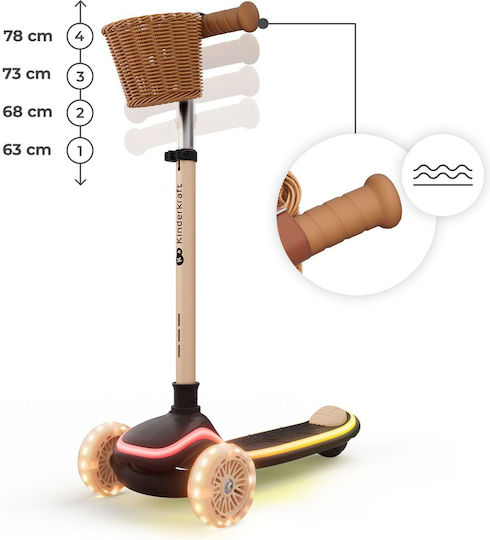 Kinderkraft Kids Scooter Foldable 3-Wheel with Seat Beige