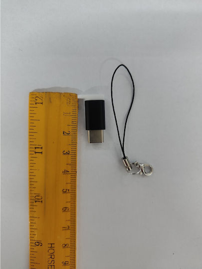 Adaptor Micro USB Feminin La Type-C Masculin Cu Agățătoare Pentru Chei Inclusă Negru