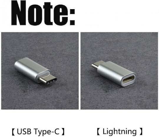 Lightning Женски Към Type-c Мъжки Адаптер 2.8 См Сребрист