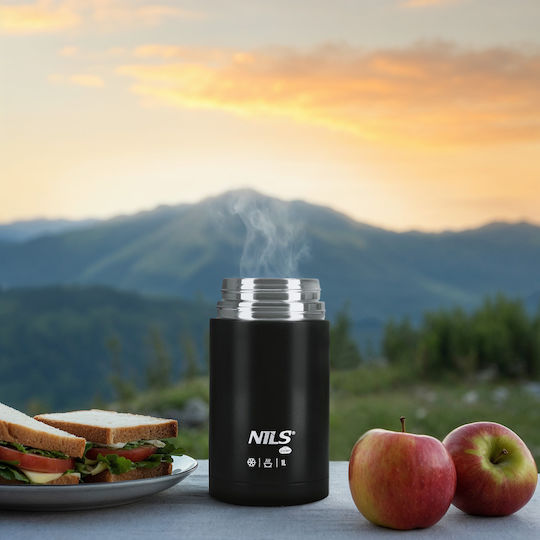 Nils Μπουκάλι Θερμός Ανοξείδωτο BPA Free 1lt BLACK NILS CAMP