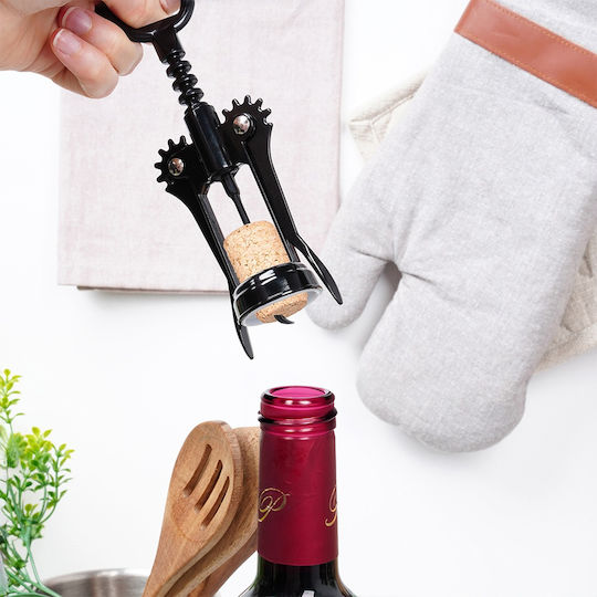 Deschizător Metalic De Vin Negru 16 Cm