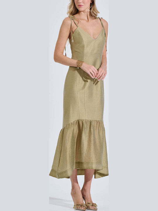 Summer Dress with Ruffles Olive