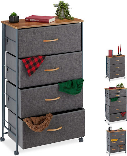 Storage Drawers from Wood Metal & Fabric L58xW30xH93cm