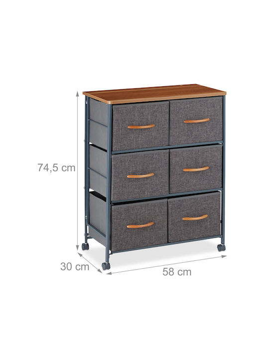 Sertar De Depozitare Din Lemn Metal Și Țesătură L58xL30xÎ74.5cm
