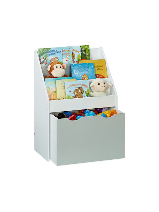 Bibliotecă de Pardoseală din Lemn Albă 70x50.5x28cm