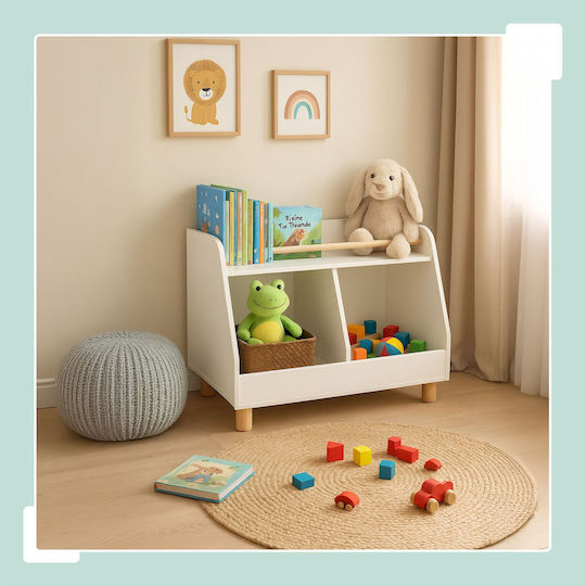 Bibliotecă de Pardoseală din Lemn Albă 53x72x38cm