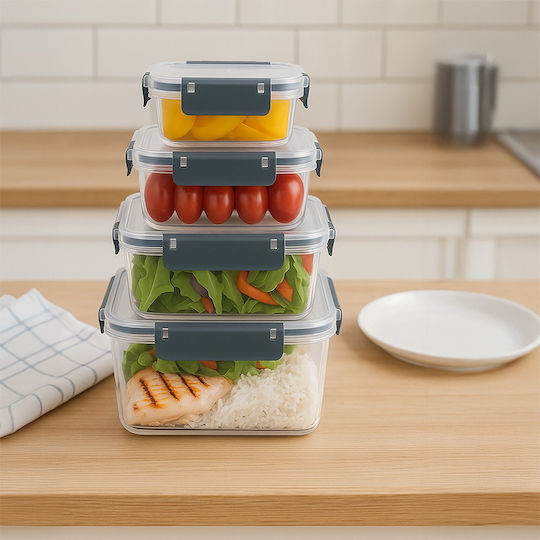 Orion Set Of Transparent Plastic Lunch Boxes 4 Pieces