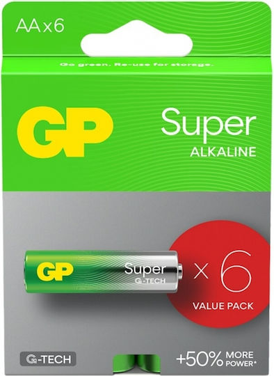 GP Super LR6 AA Алкални батерии 4+2 бр. в опаковка 1.5V GP-BA-15A21-SBV6