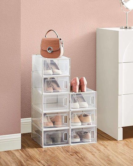 Songmics Schuhorganisatoren Set aus 8 Aufbewahrungsboxen Weiß Transparente Lsp066w08