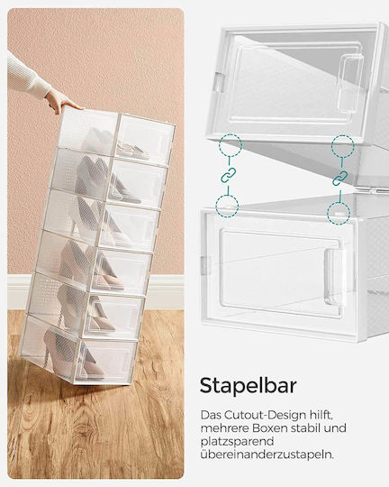 Songmics Schuhorganisatoren Set aus 8 Aufbewahrungsboxen Weiß Transparente Lsp066w08