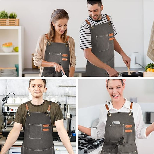 Adiavroxo (Work Aprons & Sleeves) Сервитьорски Фартук Бариста / Барман / Сервитьор Сив
