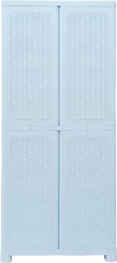 Doppelflügeliger Außenschrank aus Rattan Kunststoff mit 4 Regalen 70x44x173cm