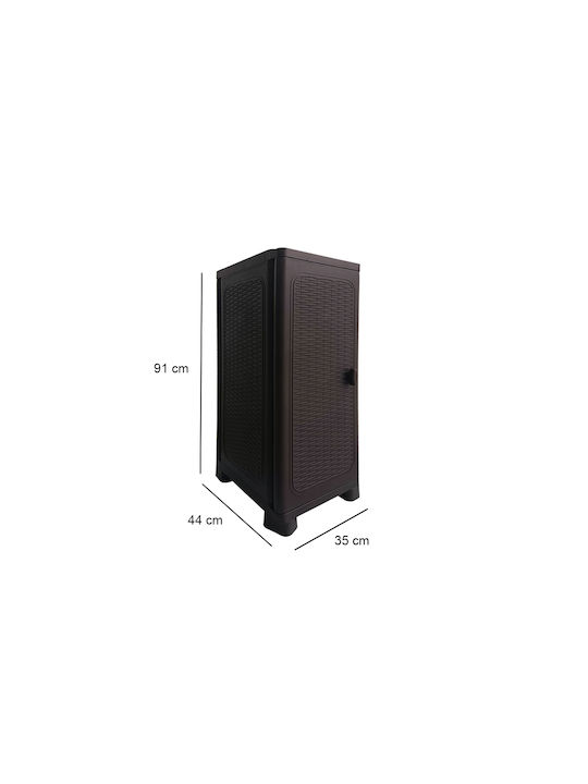 Single-Leaf Cabinet Commodore Three Plastic with 2 Shelves Suitable for Small Spaces 35x44x91 cm