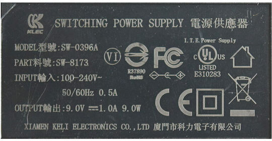 Ac Dc Alimentator 9v 1a 5.5x2.5 Mm Mufă Alim9v-1a