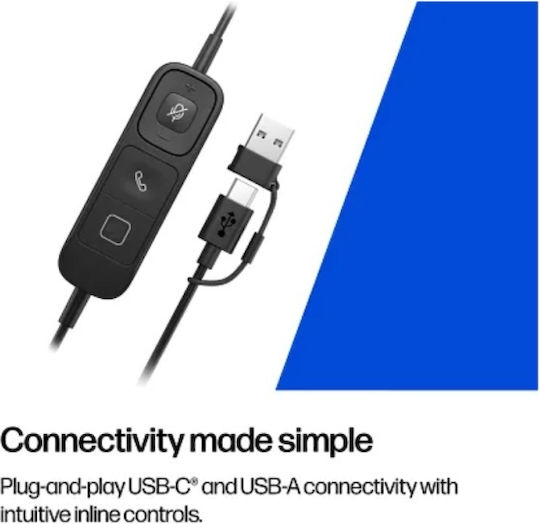 HP Poly Mission 625 On Ear Căști Multimedia cu Microfon și Conectivitate USB-A