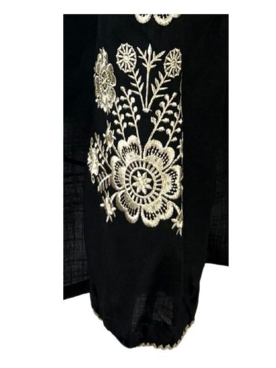 Damenbluse Baumwoll Schwarz