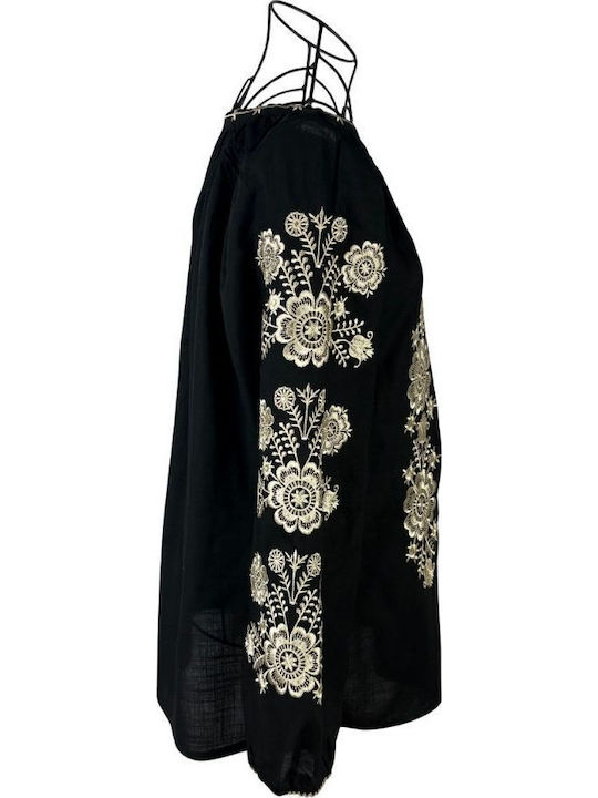 Damenbluse Baumwoll Schwarz