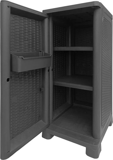 Einzeltür Kunststoff Außenschrank zur Aufbewahrung mit 2 Regalen Für kleine Räume 35x44x91cm