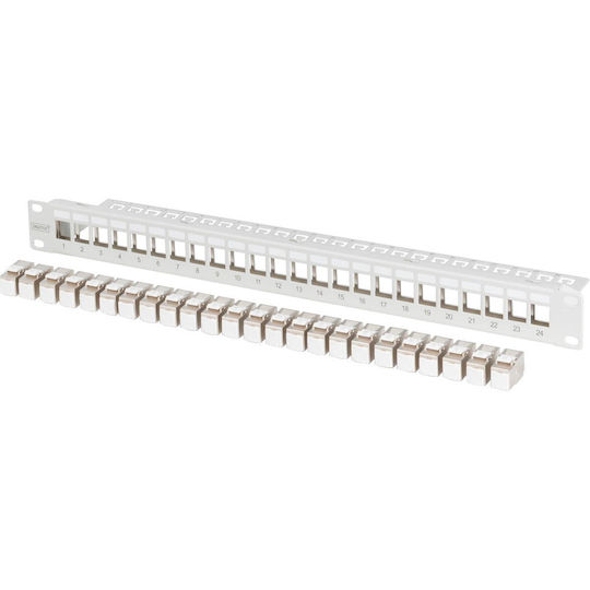 Digitus Panou De Patch Keystone Pentru Rack 1U 19" 24 Prize Cat6a Gri
