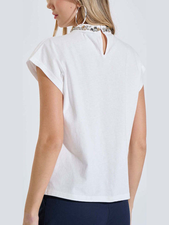 Women's Cotton Short Sleeve Top White 20-121464-0 White S/M