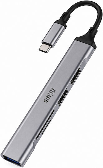 Green Lyca Hub 5 Θυρών USB 3.0 με σύνδεση USB-C Γκρι