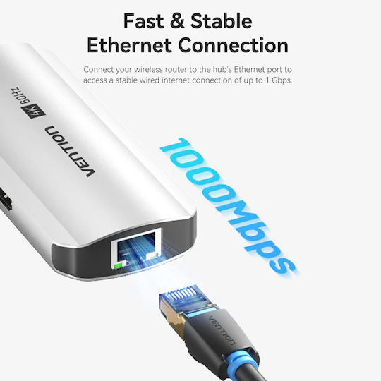 Vention USB-C Docking Station with HDMI 4K PD Gray (TOFHB)