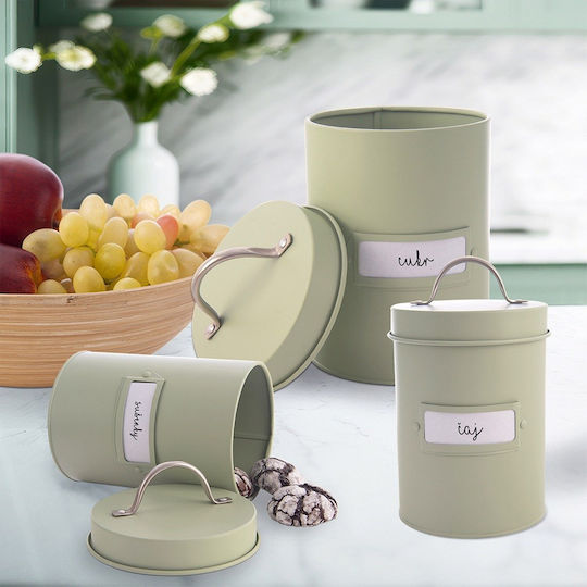Orion Jar for Coffee / Tea / Sugar / Pasta with Lid Metallic Green 1300ml