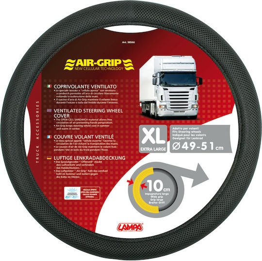 Lampa Car Steering Wheel Cover Airgrip with Diameter 49-51cm made of Leatherette Black