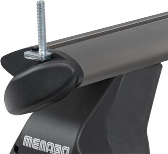 Menabo – Aluminum Black Car Roof Bars Omega Plus Medium 112cm Safe Load Caps – 2 Pieces 16080/mb 16080/mb