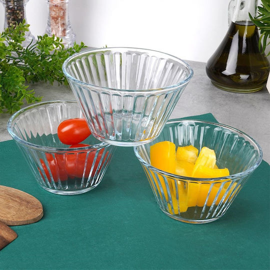 Excellent Houseware Servierschale Eiscreme Rund Glas Transparente mit Durchmesser 11,5cm 3Stücke