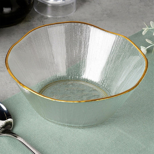 Vilde Round Glass Gold Serving Bowl with Diameter 15cm
