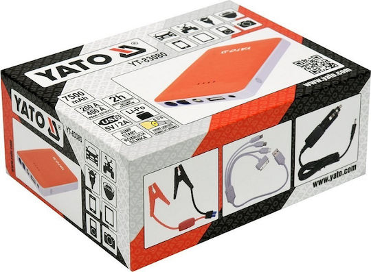Yato Starter & Power Bank 7500mAh Φορητός Εκκινητής Μπαταρίας Αυτοκινήτου 7500mAh με Power Bank / USB 12V