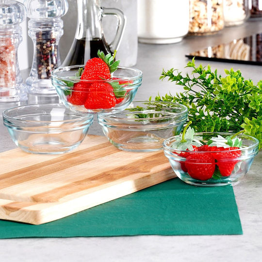 Excellent Houseware Купа за сладолед Кръгла Стъклена Прозрачна с Диаметър 10.5см 4 Бройки