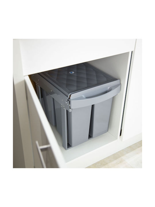 Relaxdays Coș De Gunoi Pentru Dulap Plastic Gri 20lt