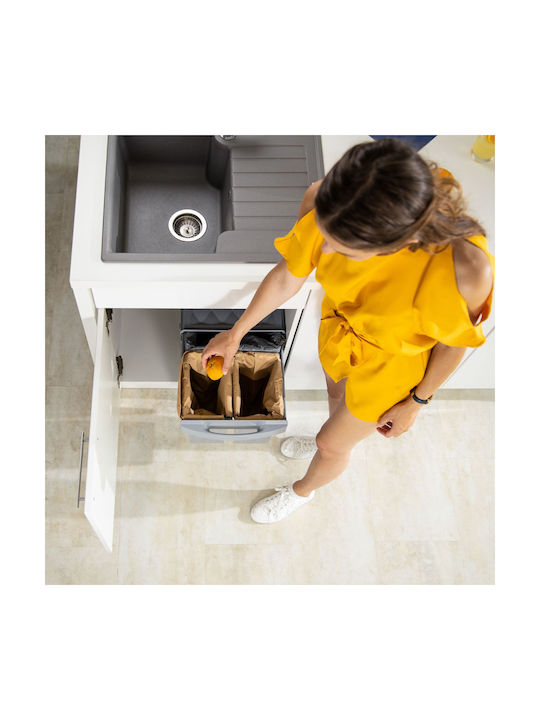 Relaxdays Coș De Gunoi Pentru Dulap Plastic Gri 15lt