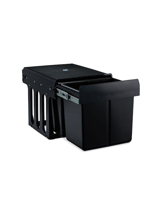Relaxdays Coș De Gunoi Pentru Dulap Din Plastic Negru 15lt