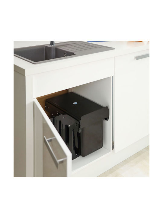 Relaxdays Coș De Gunoi Pentru Dulap Din Plastic Negru 8lt